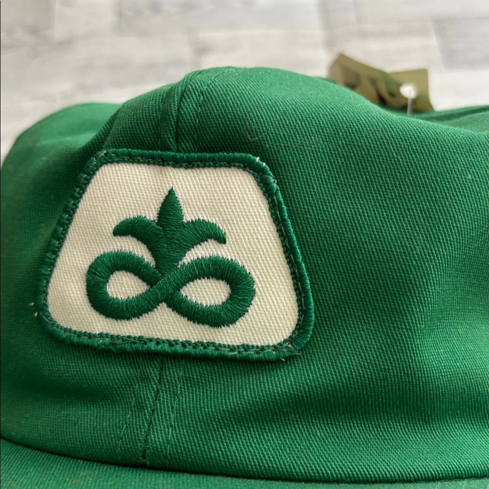 Vintage Pioneer Cap Green Seed Corn Hat Fur lined‎ Ear Flaps NWT RARE USA Farm